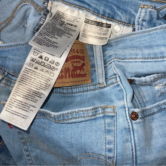 Levi’s High Waisted Shorts Size 24 Levi’s Cut Off Stretchy Denim - Picture 3 of 7